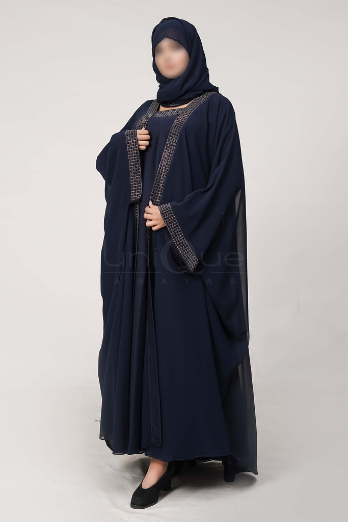 Chiffon Batwing Blue Abaya – uniquewallart
