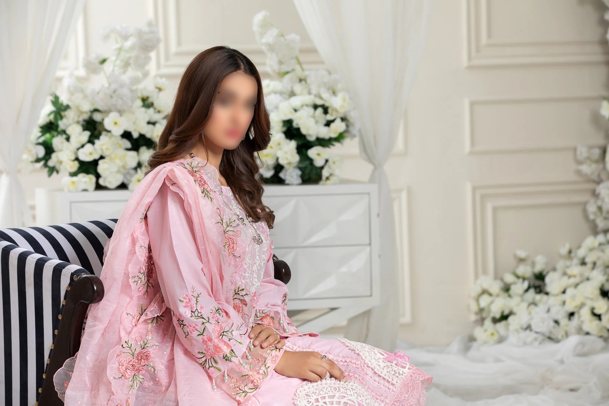 Pink Traditional Wear - Embroidered 3-Piece Set