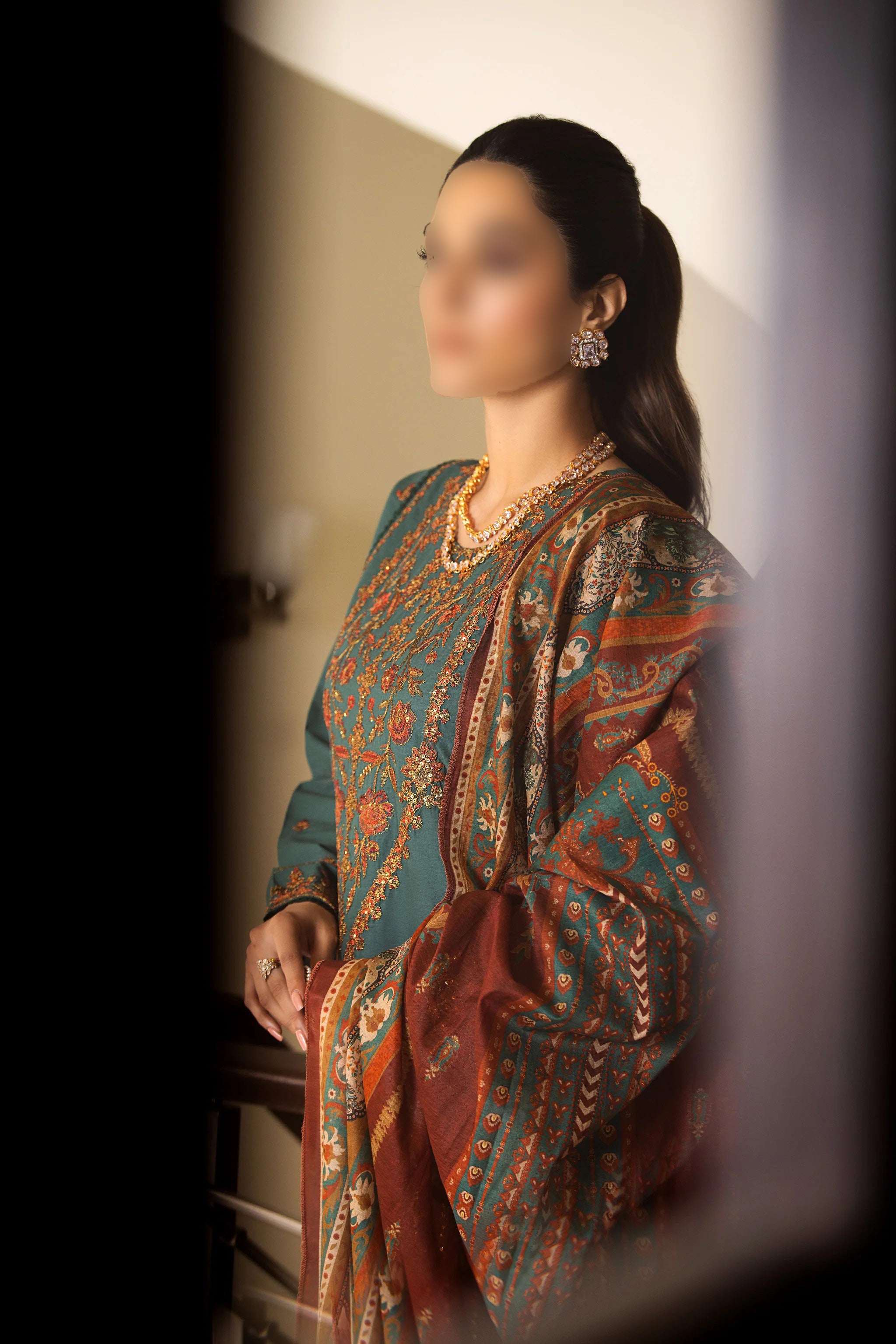 Green Traditional Wear - Embroidered 3-Piece Set