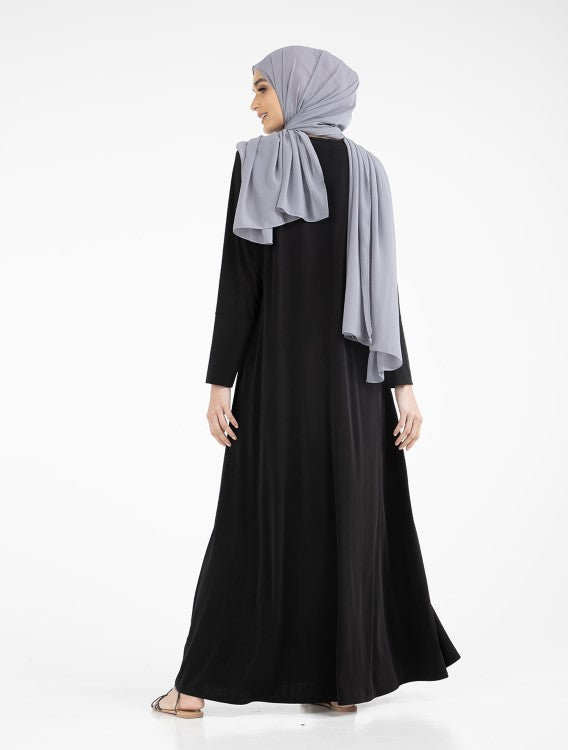 Black Inigo Abaya Uniquewallart Abaya for Women Back Side