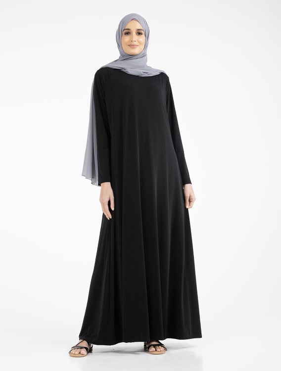 Black Inigo Abaya Uniquewallart Abaya for Women Front Side Right Pose