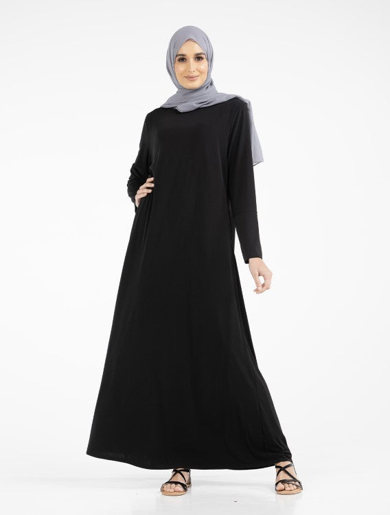 Black Inigo Abaya Uniquewallart Abaya for Women Front Side