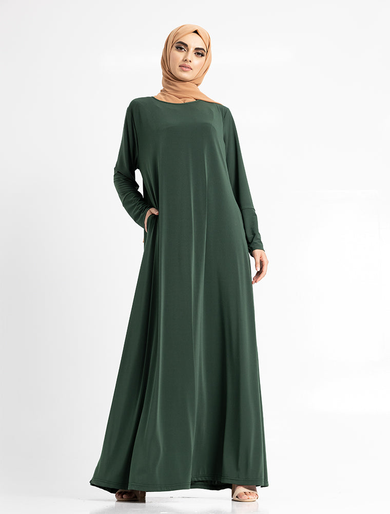 Bottle Green Inigo Abaya Uniquewallart Abaya for Women Front Side Detailed