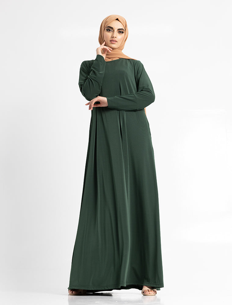 Bottle Green Inigo Abaya Uniquewallart Abaya for Women Front Side