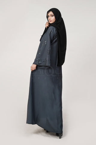 Embroidered Stone Grey Abaya Uniquewallart Abaya For Women Back Side