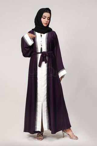 Essential Purple Abaya by Uniquewallart Abaya for Women, Front Side View