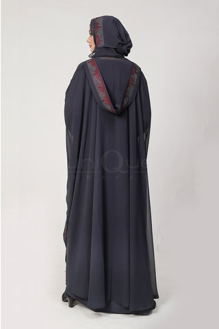 Grey Kaftan Abaya With Hoodie Uniquewallart Abaya For Women Back Side