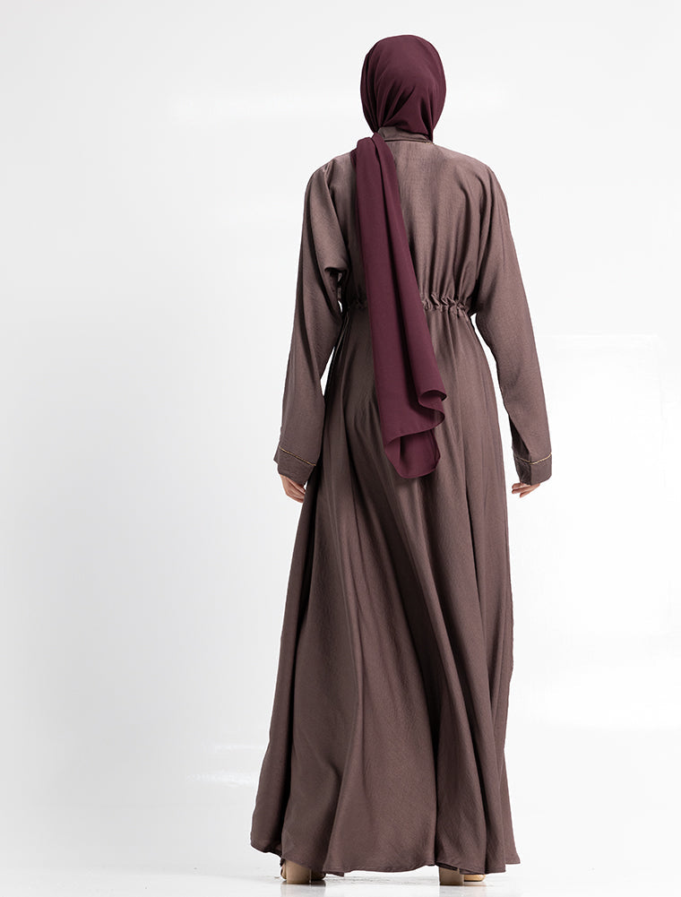 Mauve Empress Front Closed Abaya for Women by Uniquewallart Abaya for Women, Back Side View