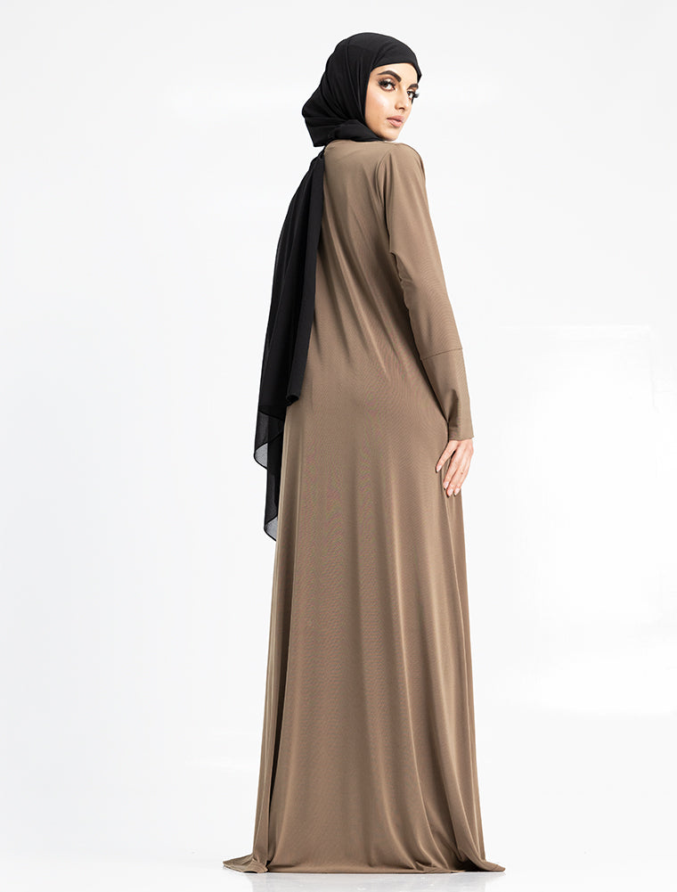 Mocha Inigo Abaya Uniquewallart Abaya for Women Back Side