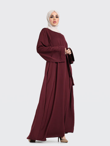 Plum Plain Abaya Uniquewallart Abaya for Women Front Side