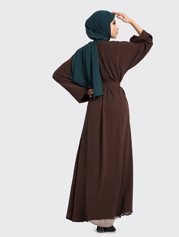 Winter Abaya Dress Muslim Women Clothing Chocolate by Uniquewallart Abaya for Women, Back Side View