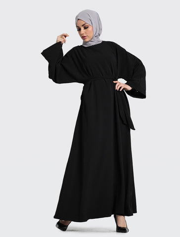Winter Abaya Muslim Women Cothing Black by Uniquewallart Abaya for Women, Front Side Detailed View