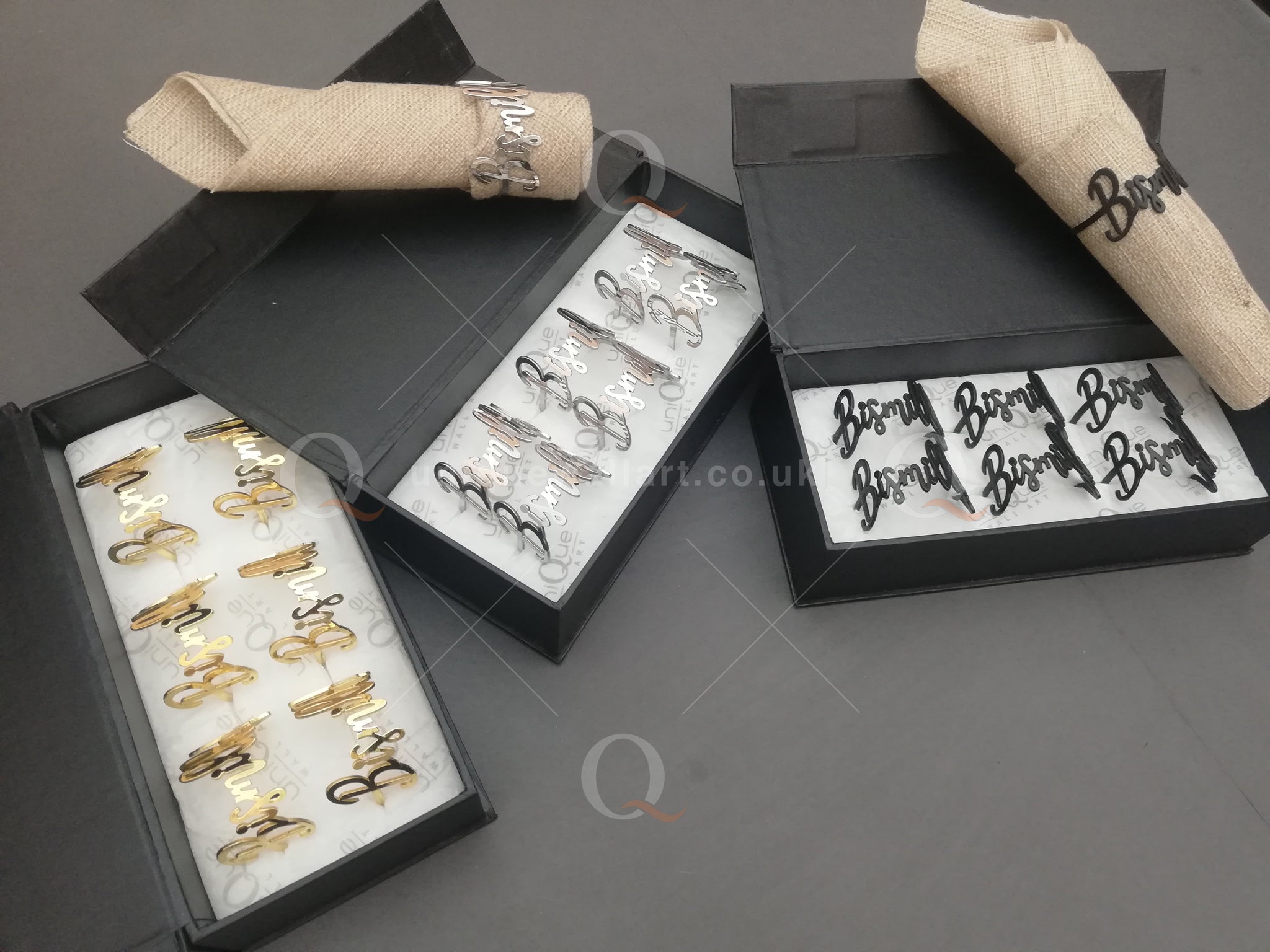 Bismillah Napkin Rings Set of 6 - Gold Napkin Rings