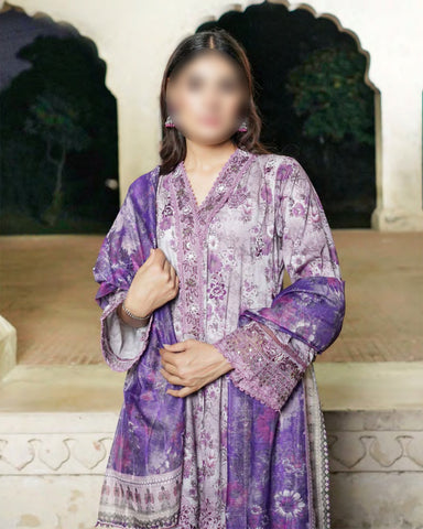 Soft Purple – Traditional Embroidered 3-Piece Set