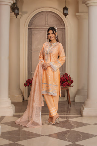 Peach Traditional Wear - Embroidered 3-Piece Set