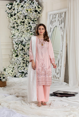 Baby Pink Traditional Wear - Embroidered 3-Piece Set