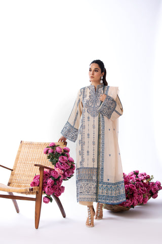 Beige Traditional Wear - Embroidered 3-Piece Set