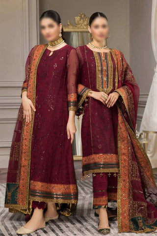 Maroon – Traditional Embroidered 3-Piece Set