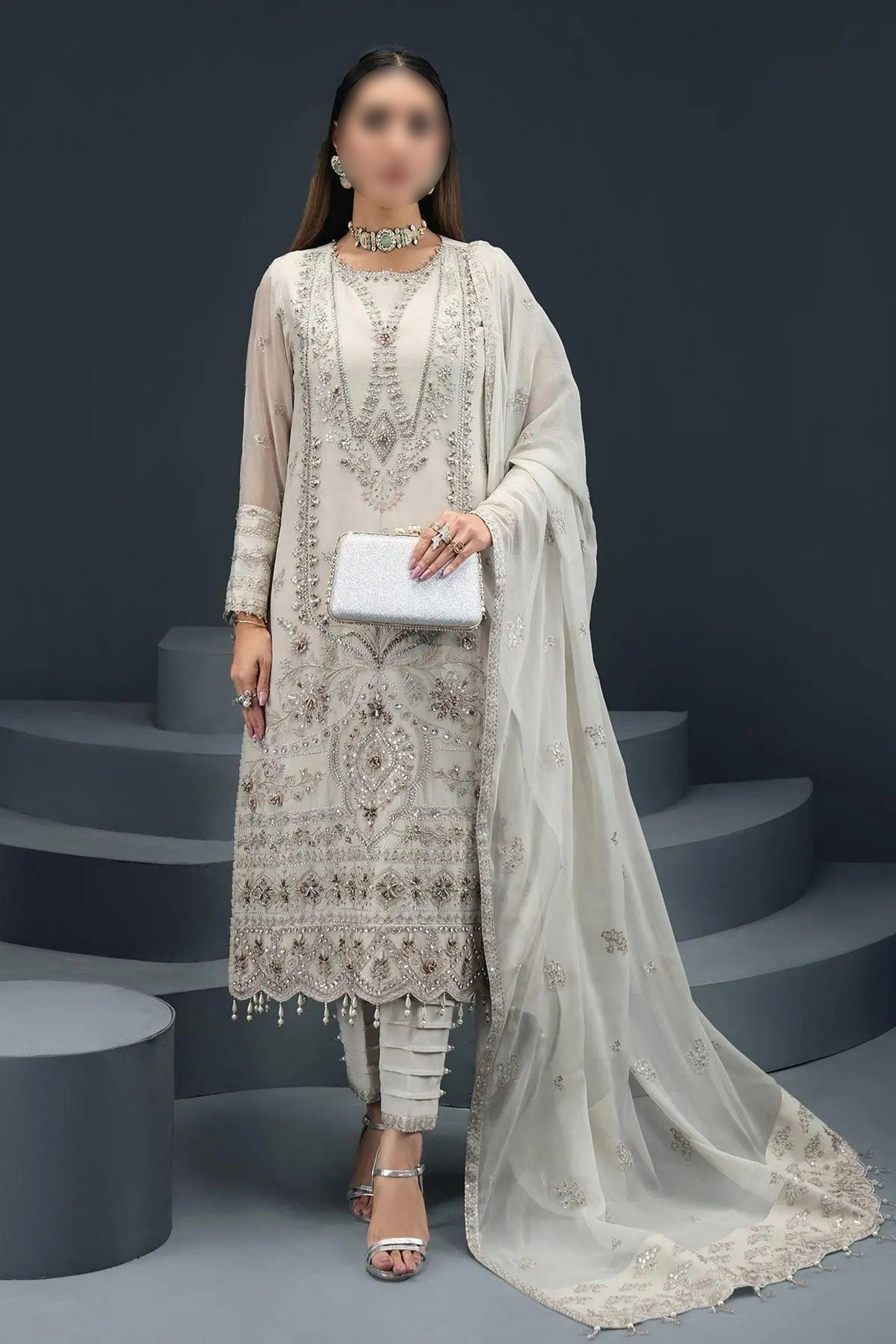 Fairy White – Traditional Embroidered 3-Piece Set