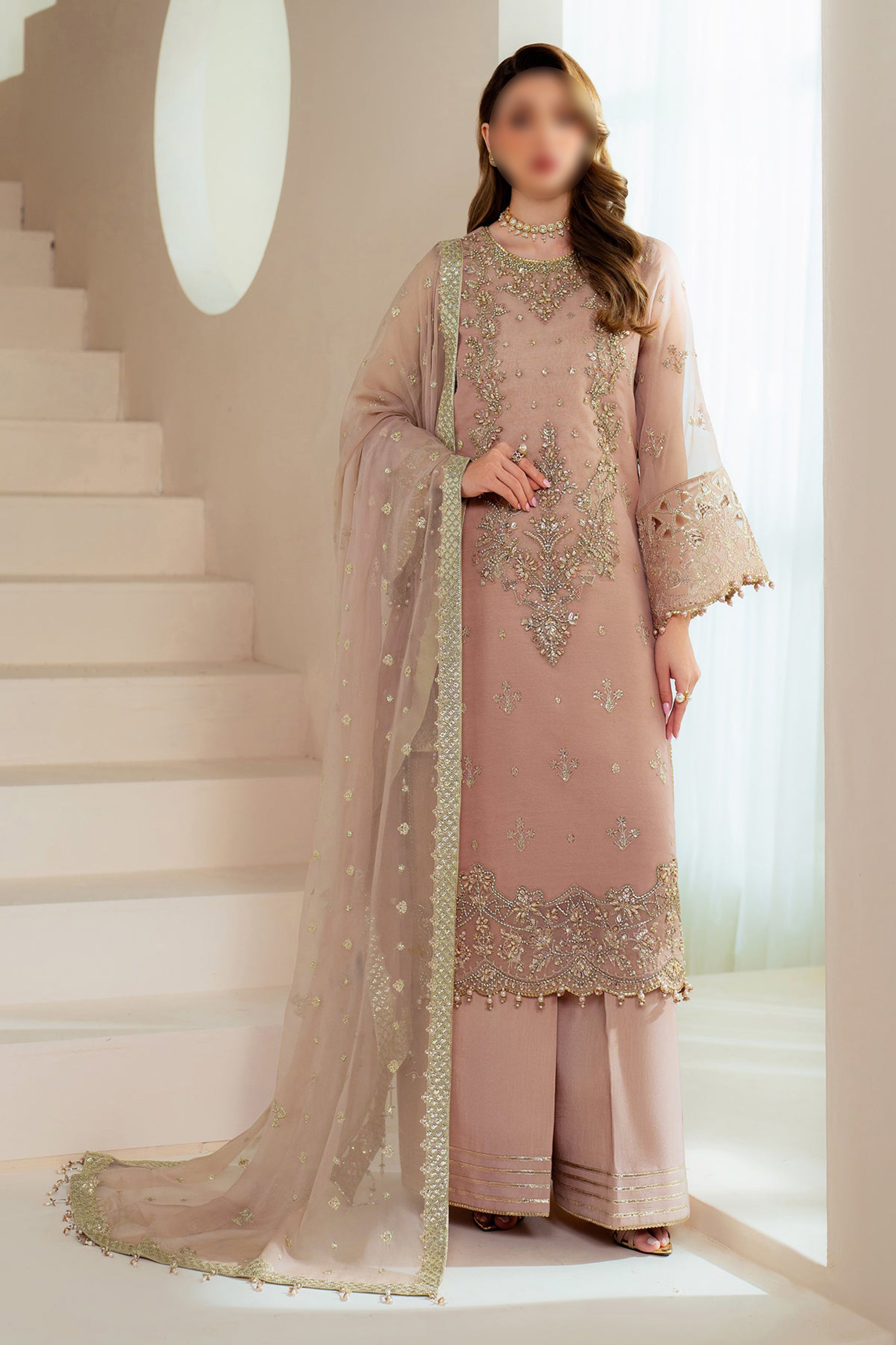 Soft Pink – Traditional Embroidered 3-Piece Set