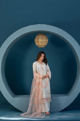 Soft Peach Traditional Wear - Embroidered 3-Piece Set