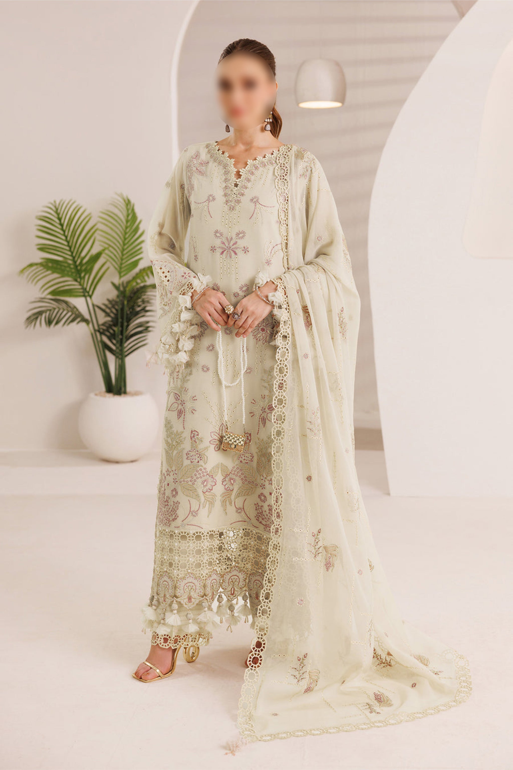 Dusty-Hued – Traditional Embroidered 3-Piece Set