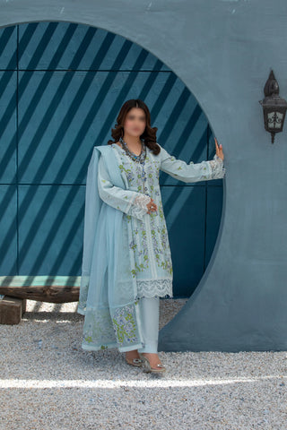 Light Blue Traditional Wear - Embroidered 3-Piece Set