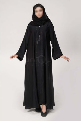 Lace Tassel Black Abaya