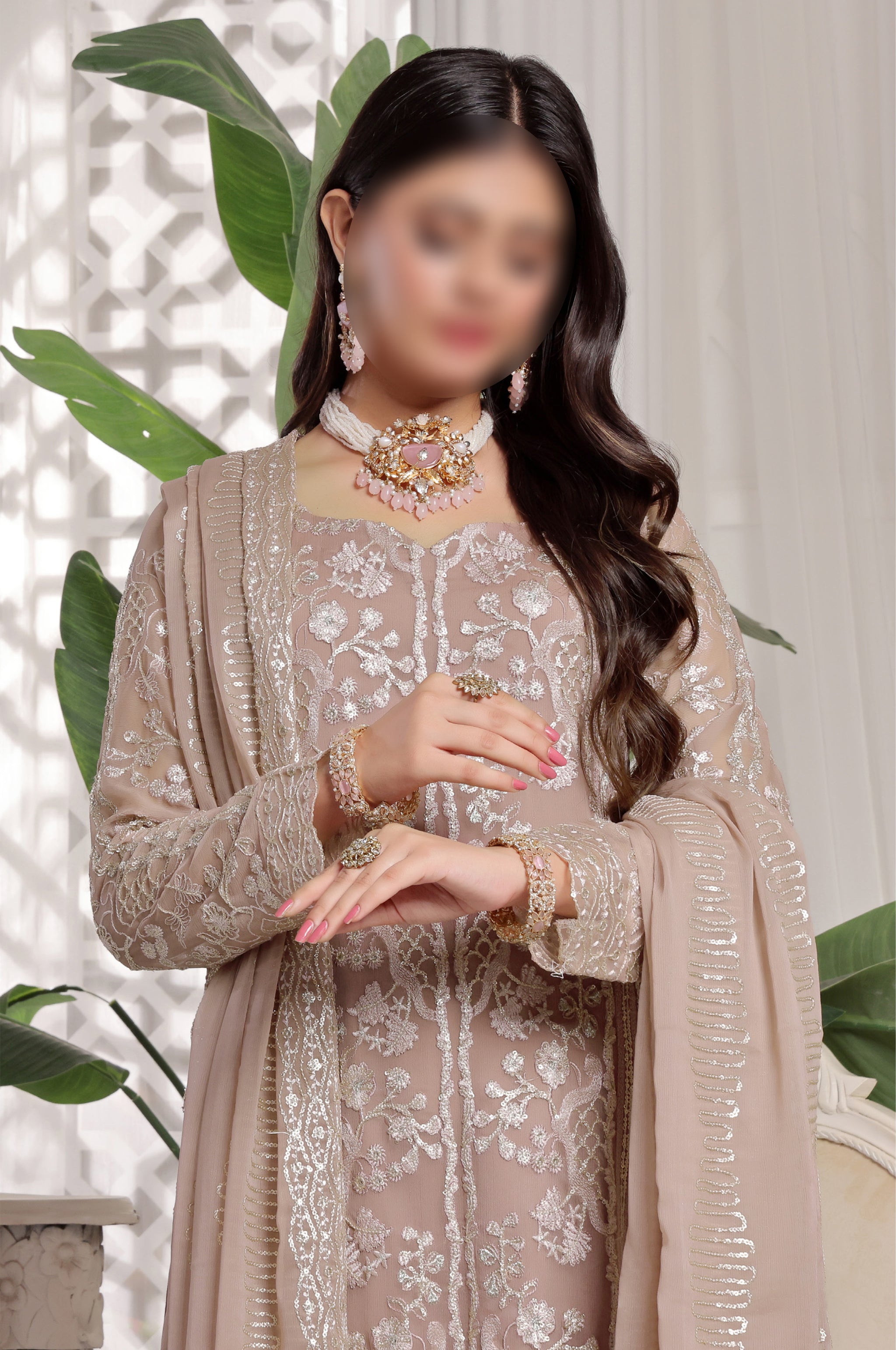 Elegant Beige  – Traditional Embroidered 3-Piece Set