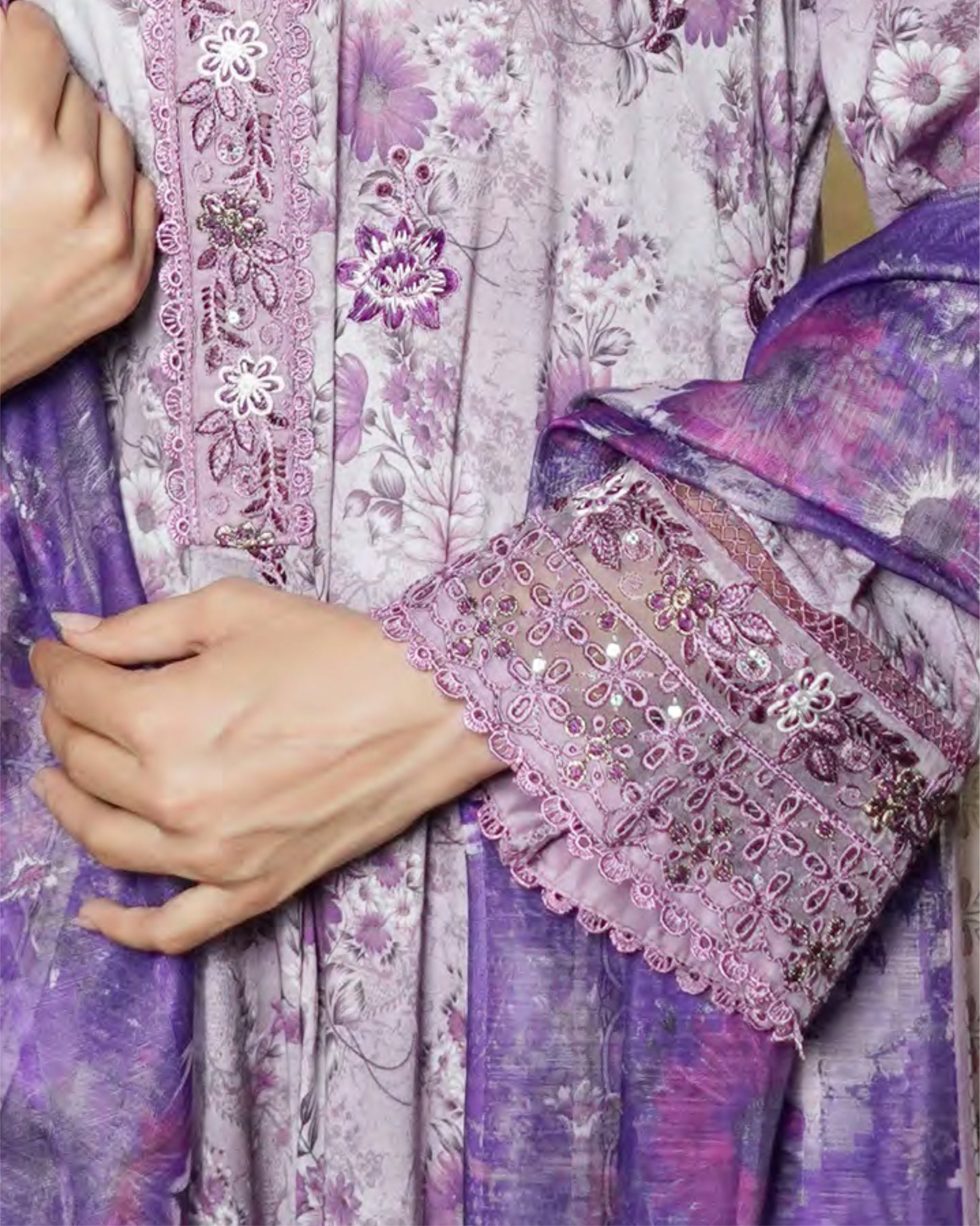 Soft Purple – Traditional Embroidered 3-Piece Set