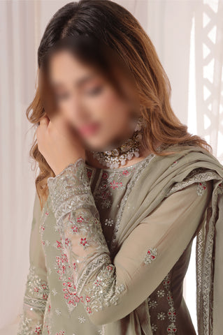 Luxury Sage  – Traditional Embroidered 3-Piece Set