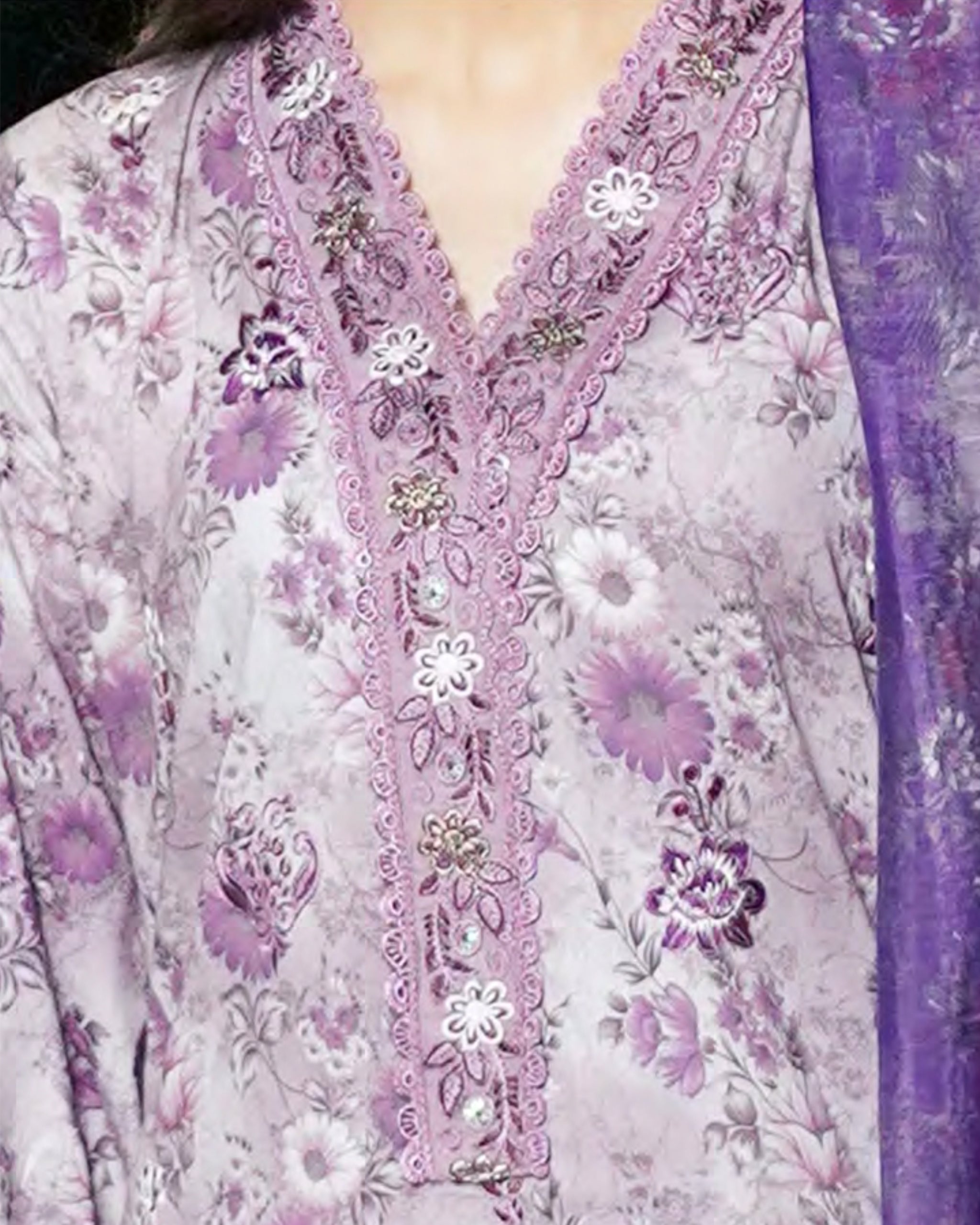 Soft Purple – Traditional Embroidered 3-Piece Set