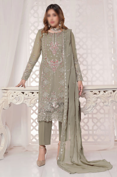 Luxury Sage  – Traditional Embroidered 3-Piece Set