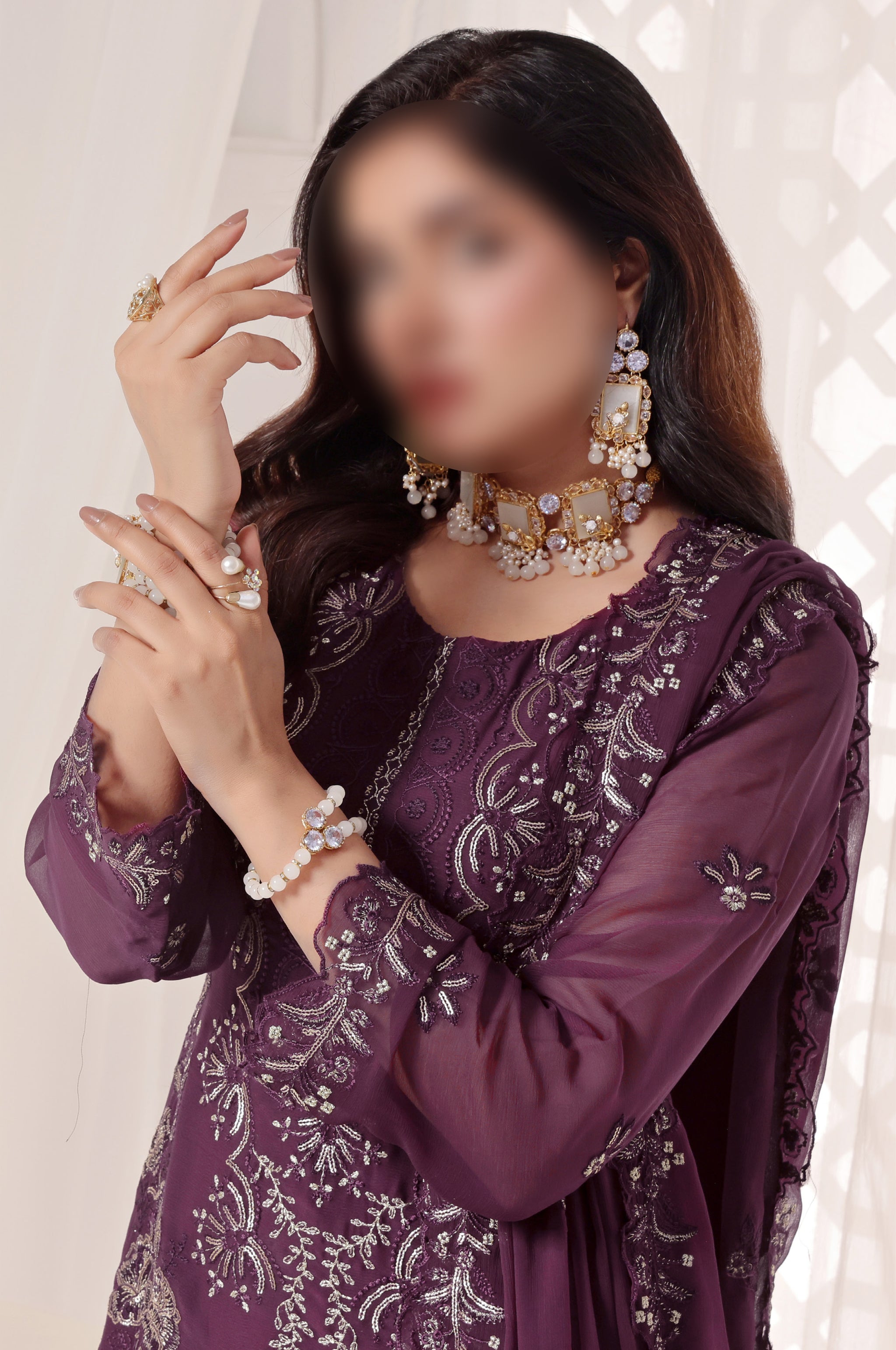 Purple – Traditional Embroidered 3-Piece Set