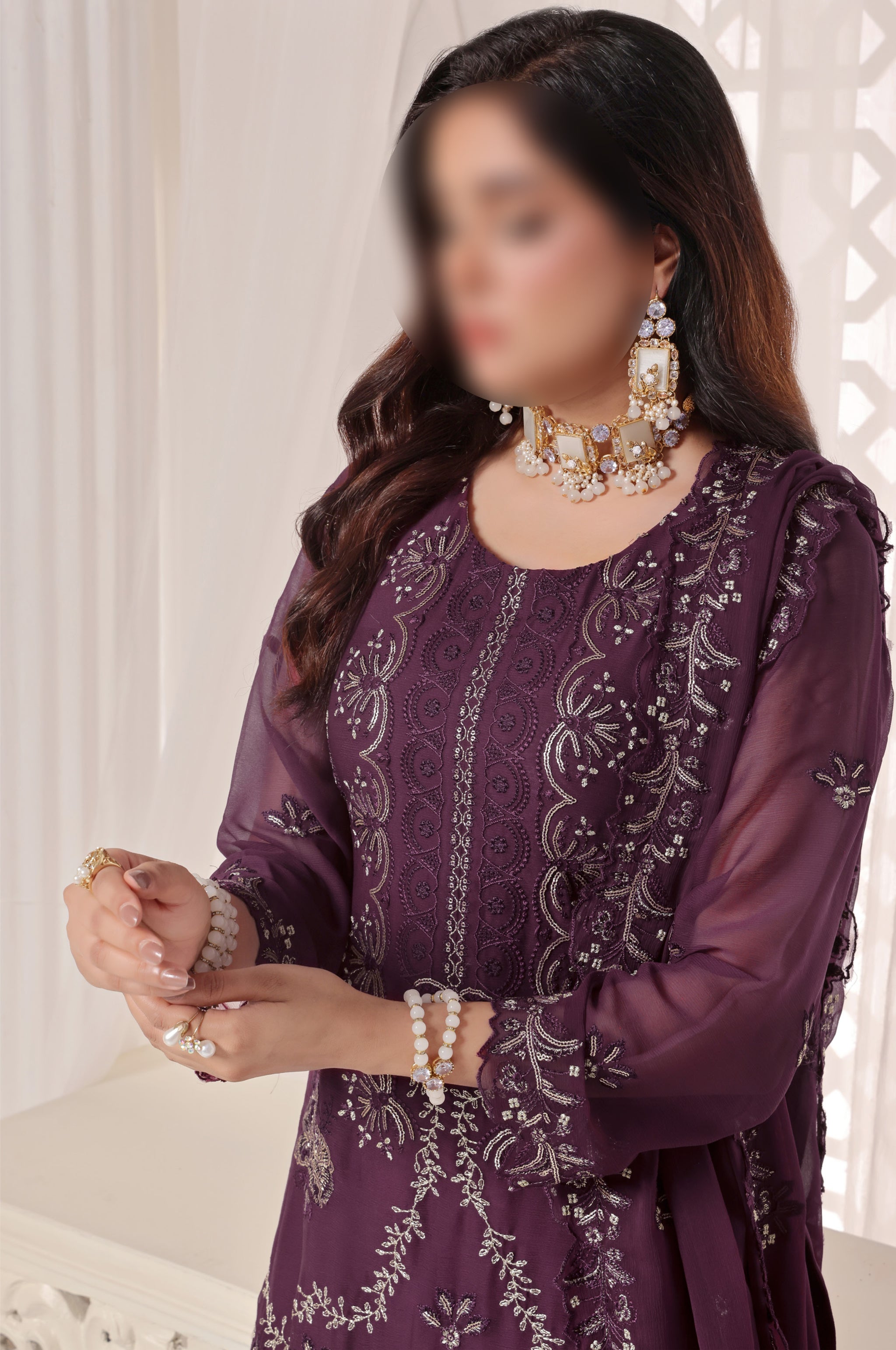 Purple – Traditional Embroidered 3-Piece Set