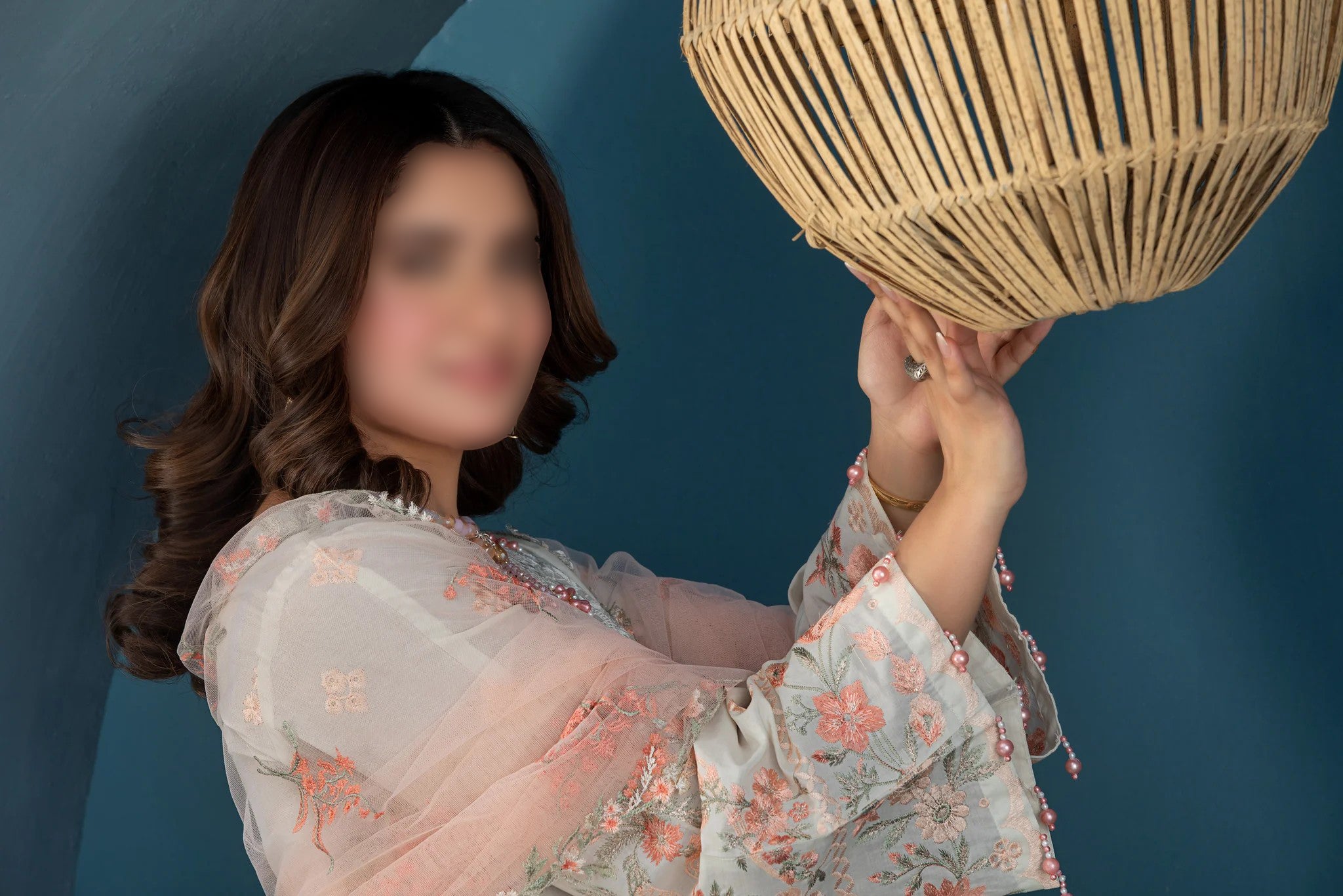 Soft Peach Traditional Wear - Embroidered 3-Piece Set