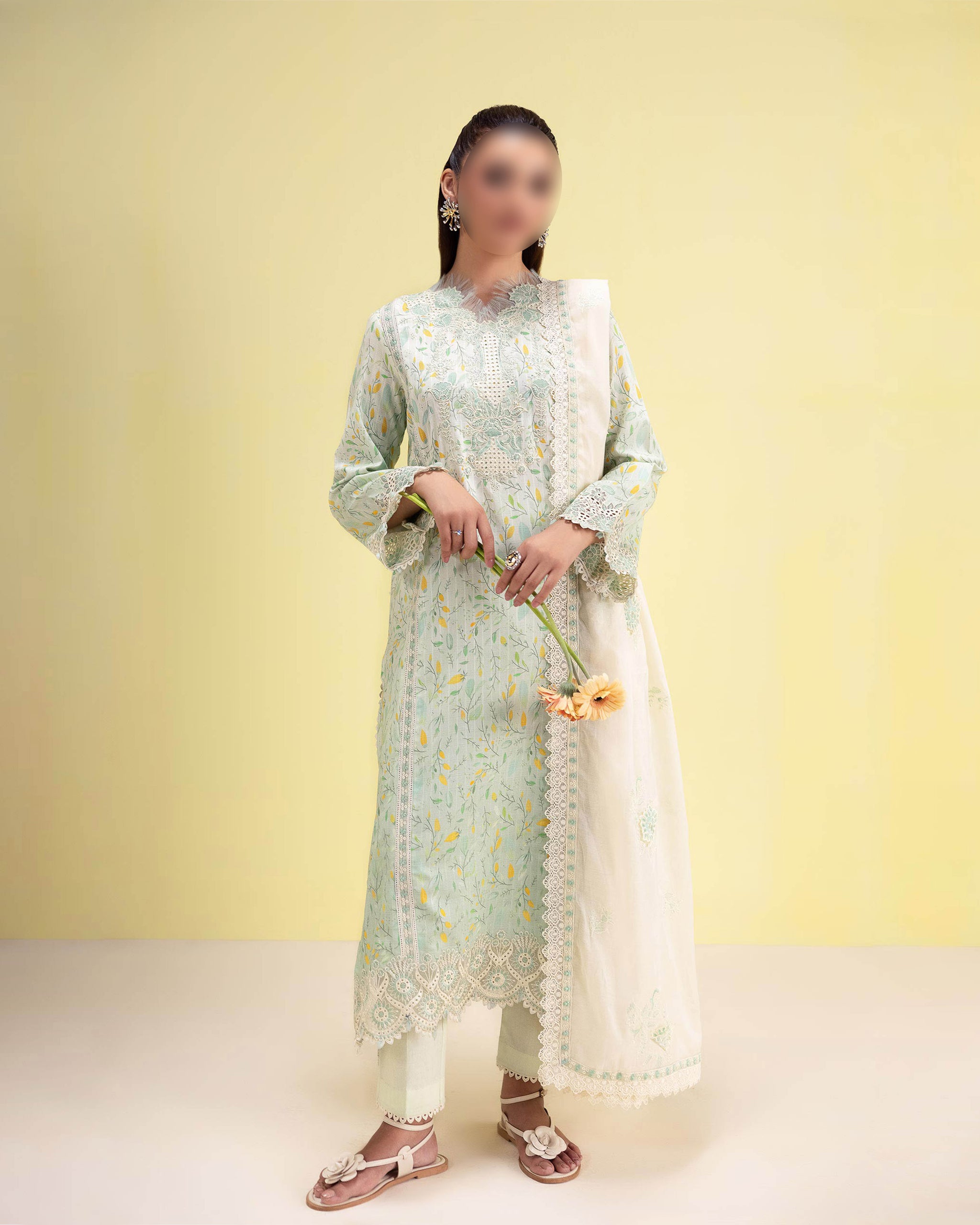 Refreshing Mint – Traditional Embroidered 3-Piece Set
