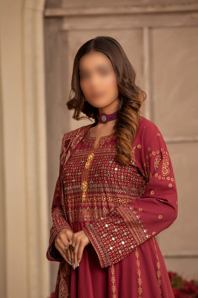 Mehroon Traditional Wear - Embroidered 3-Piece Set