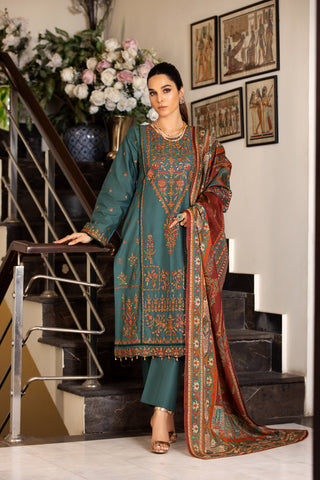 Green Traditional Wear - Embroidered 3-Piece Set