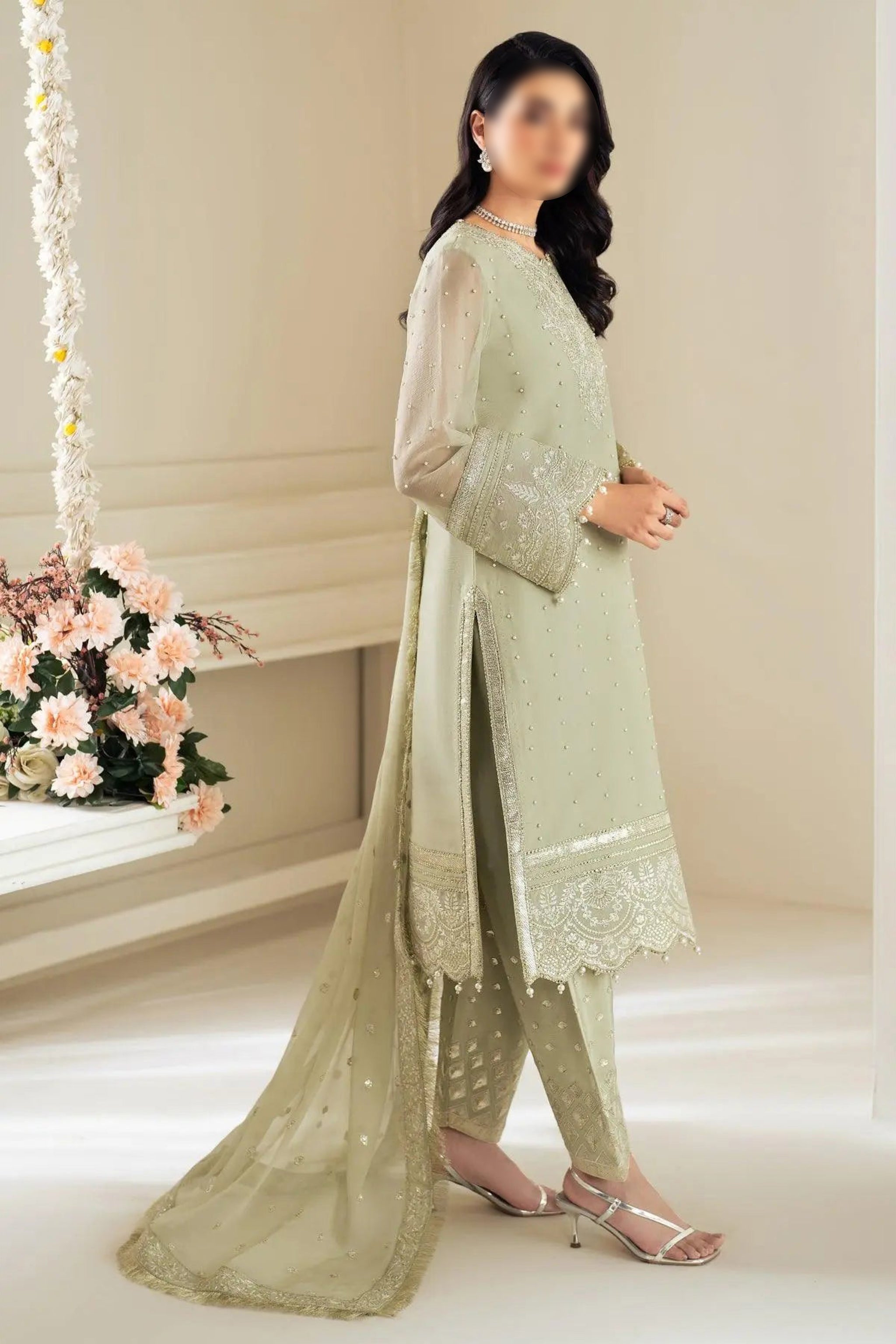 Sea Green – Traditional Embroidered 3-Piece Set