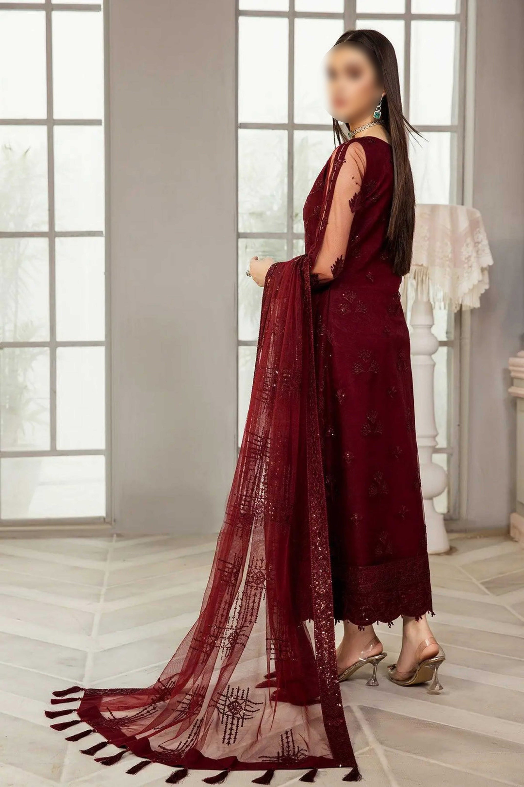 Mehroon – Traditional Embroidered 3-Piece Set