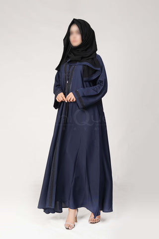 Lace Tassel Blue Abaya