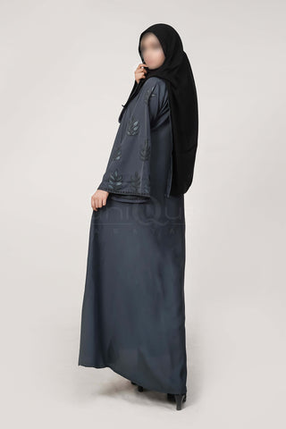 Embroidered Stone Grey Abaya