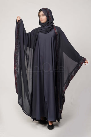 Grey Kaftan Abaya with Hoodie