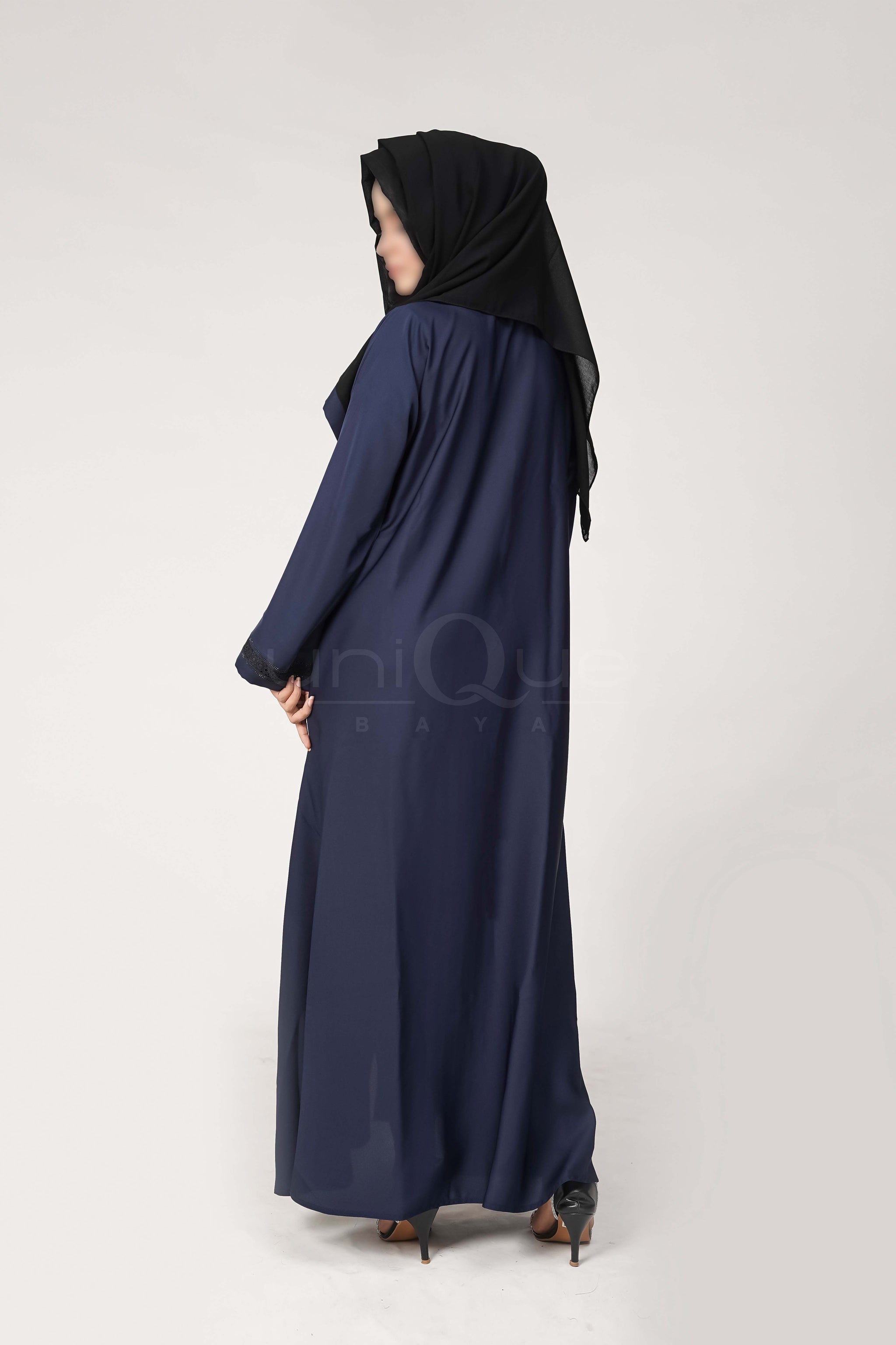 Lace Tassel Blue Abaya