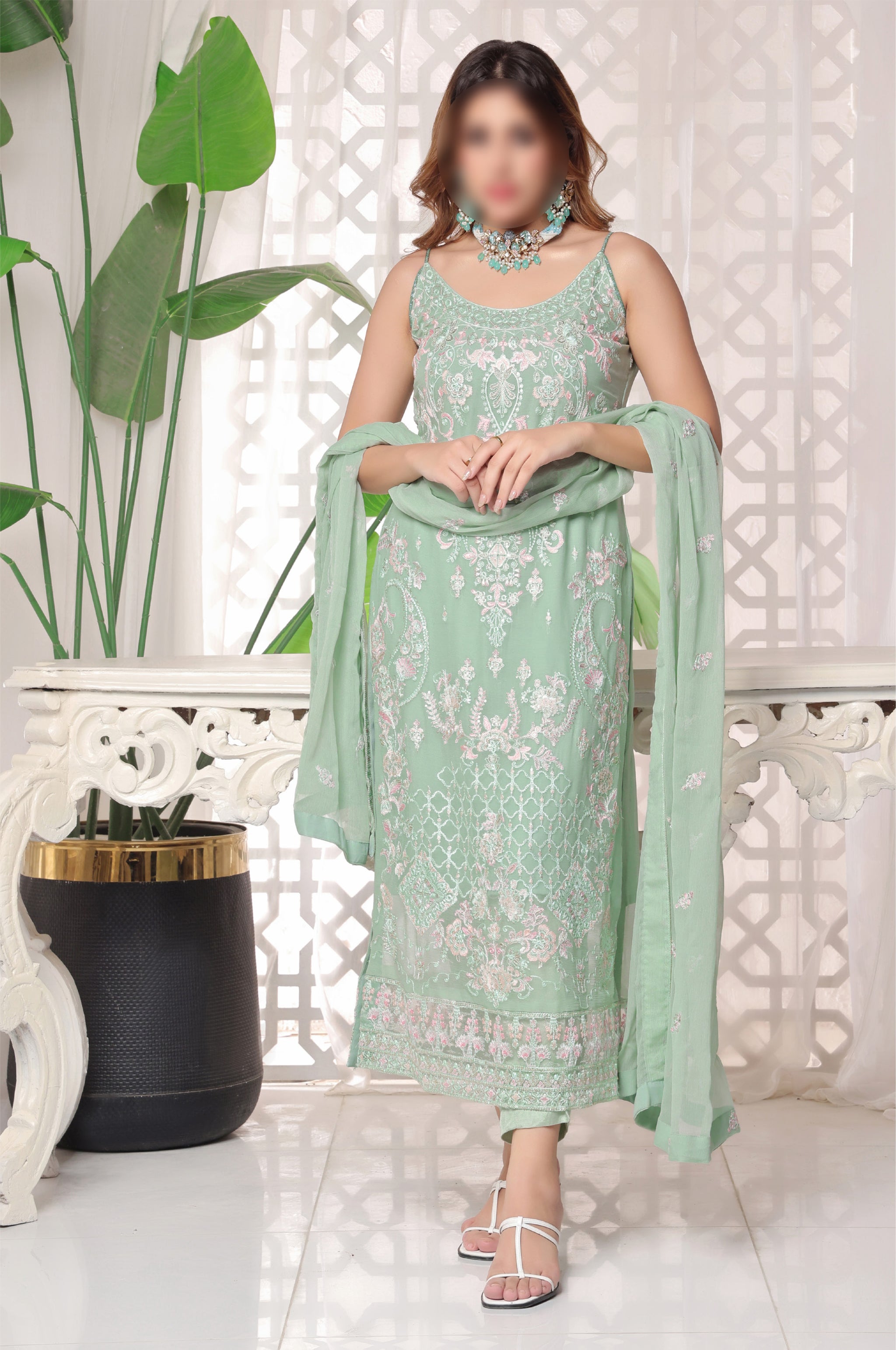 Sea Green – Traditional Embroidered 3-Piece Set