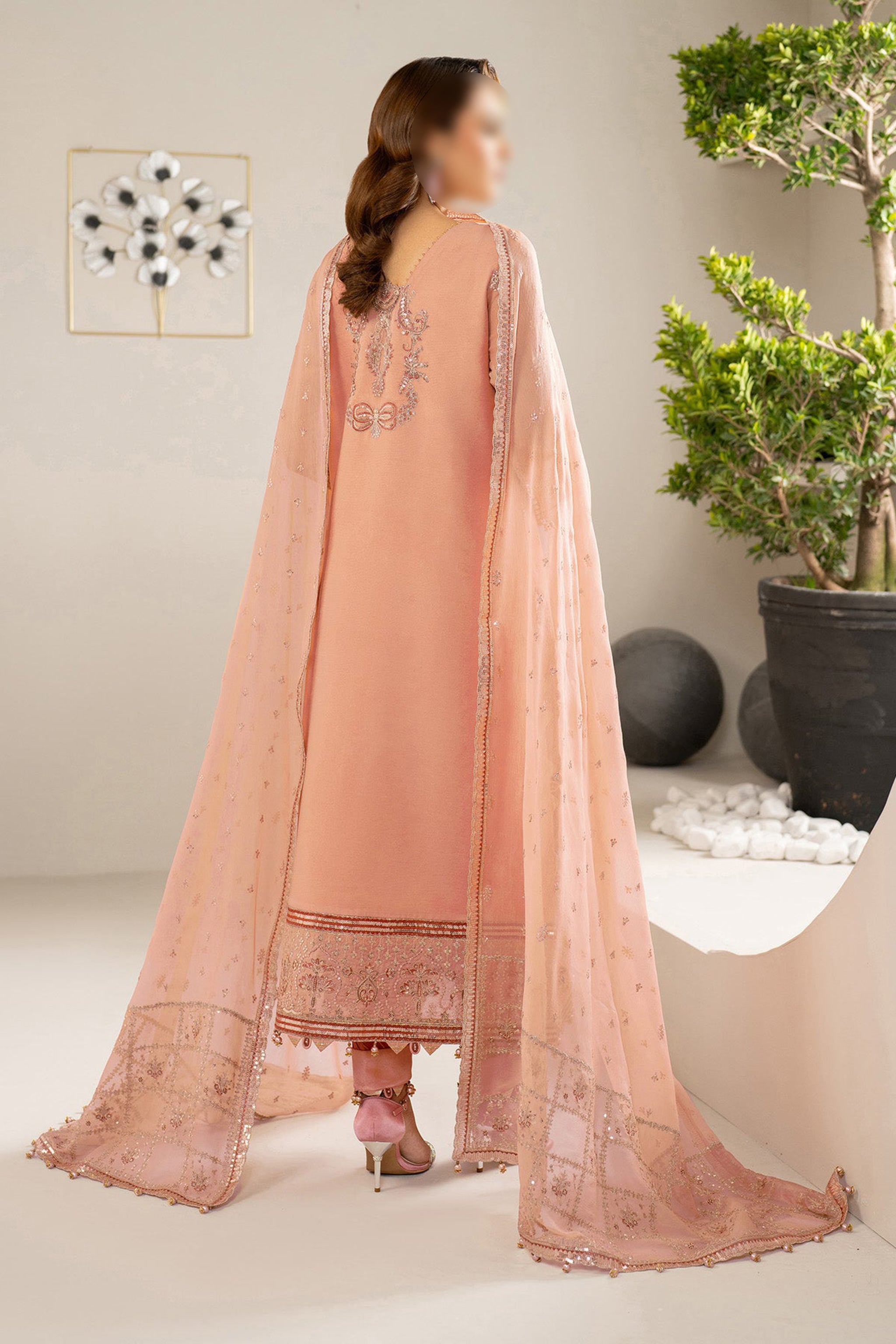 Peach – Traditional Embroidered 3-Piece Set