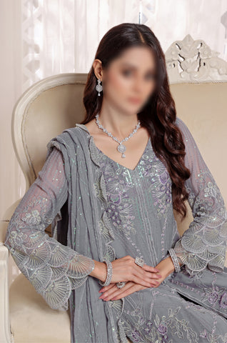 Glamour Grey – Traditional Embroidered 3-Piece Set