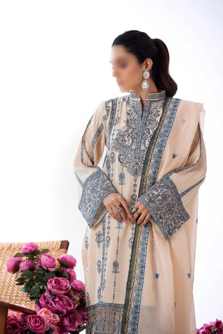 Beige Traditional Wear - Embroidered 3-Piece Set