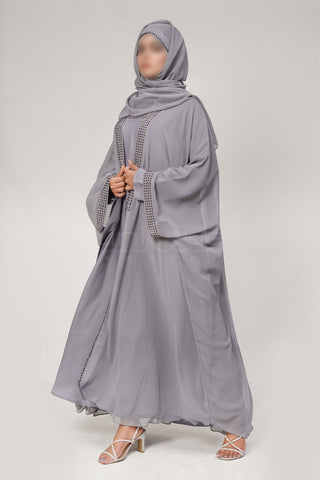 Chiffon Batwing Silver Abaya